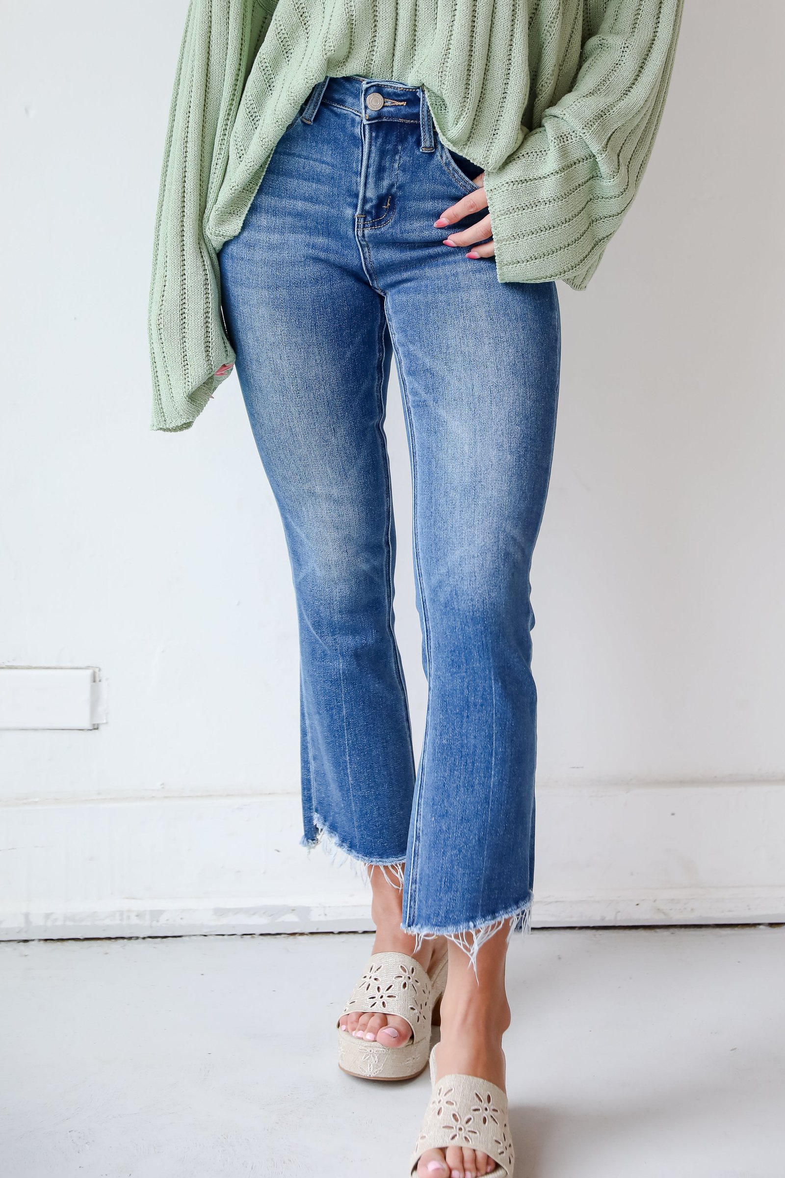 Bella Dark Wash High-Rise Flare Jeans