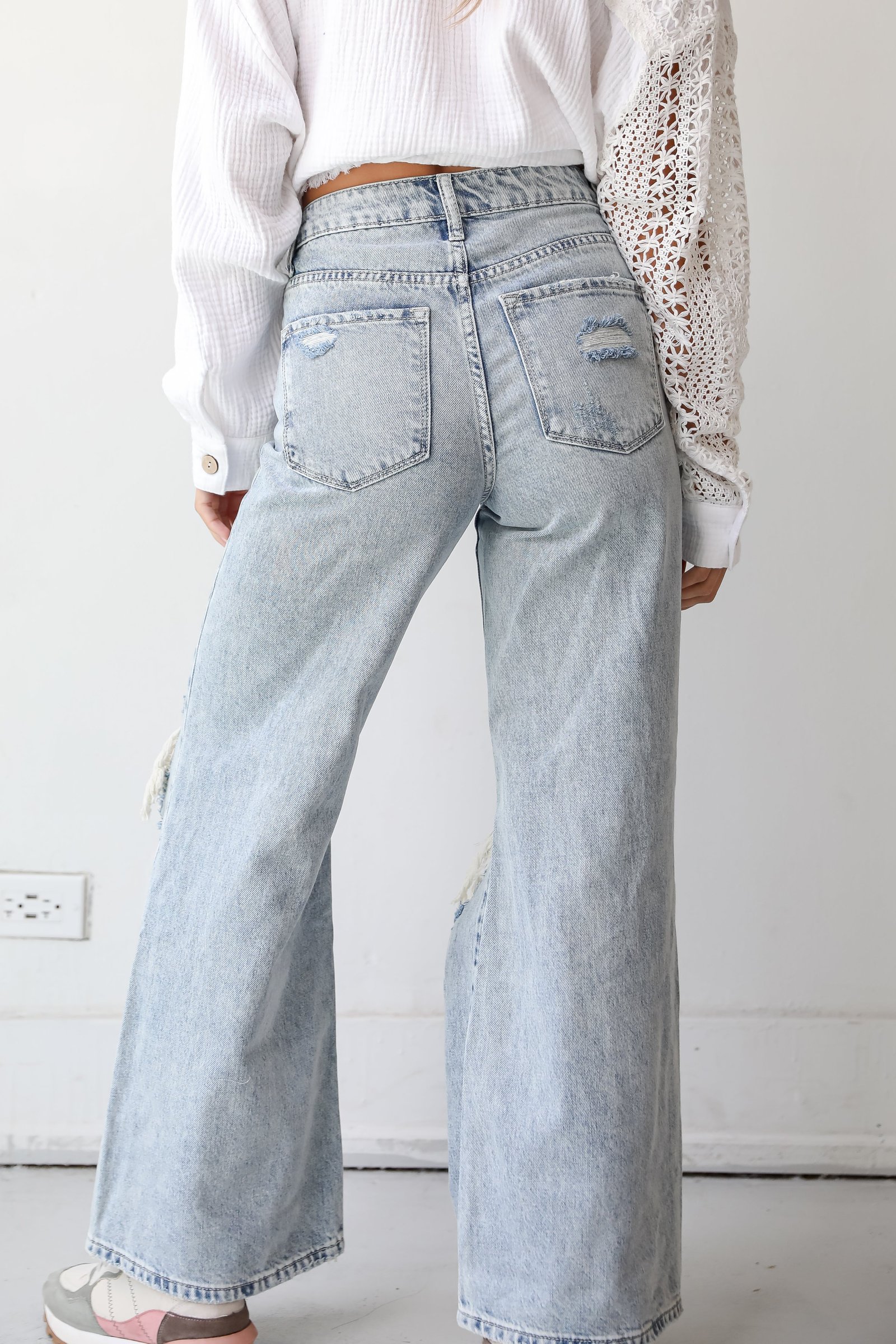 Hadley Light Wash Super High-Rise Wide Leg Distressed Jeans