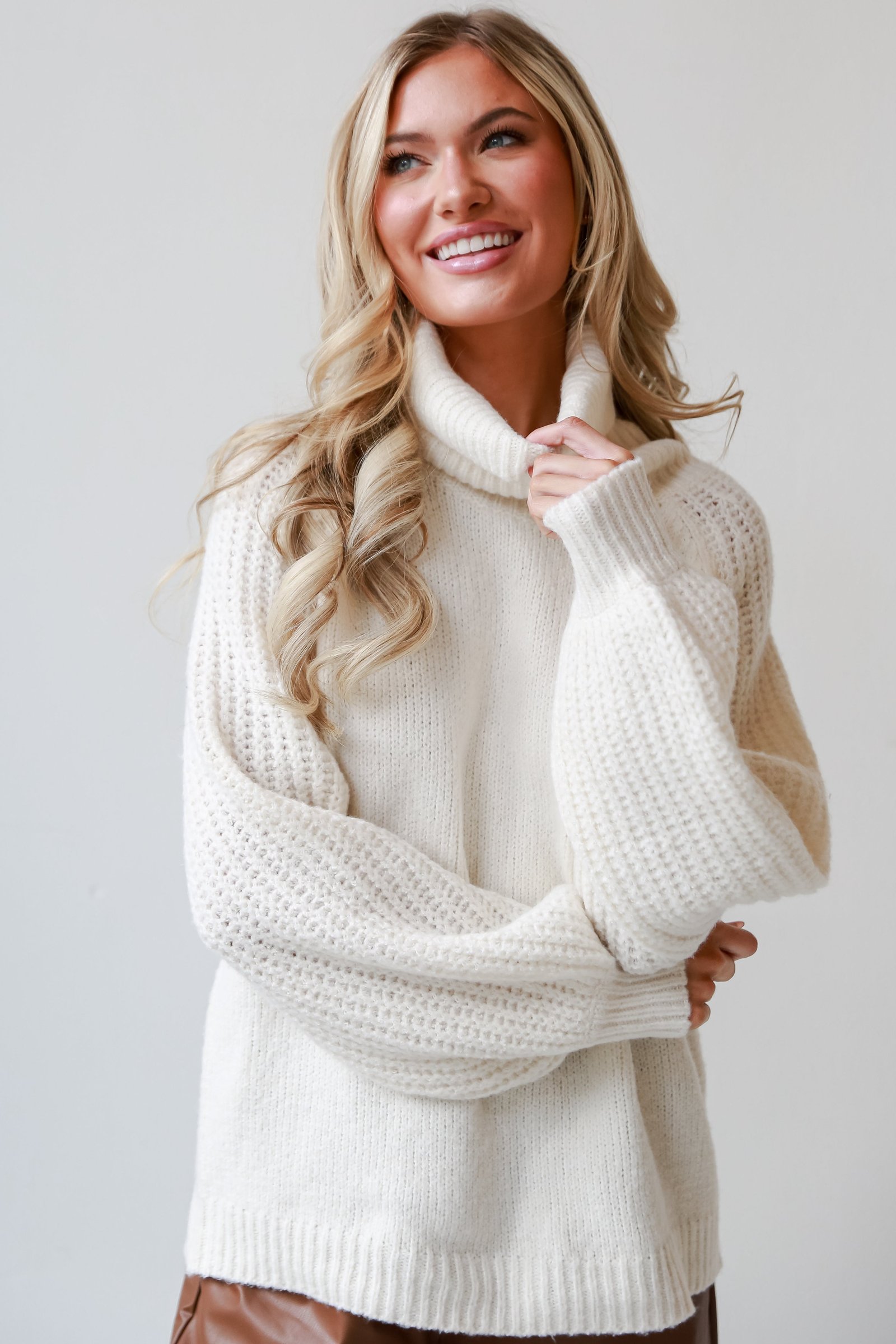 Endlessly Cozy Ivory Turtleneck Oversized Sweater